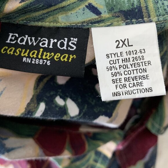 Edwards Size 2XL Hawaiian Button Up Shirt Short Sleeved Top Multicolor Floral - Picture 3 of 4